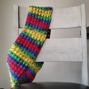 Colorful Striped Crochet Scarf NWOT